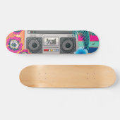 Boombox met tropische bladeren en bloemen persoonlijk skateboard (Horizontaal)