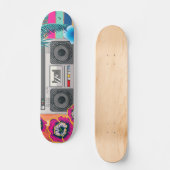 Boombox met tropische bladeren en bloemen persoonlijk skateboard (Voorkant)