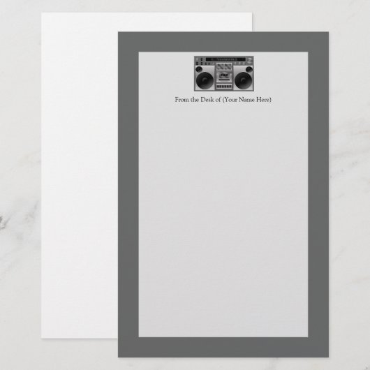 Boombox Radio Grafisch Briefpapier (Voorkant / Achterkant)