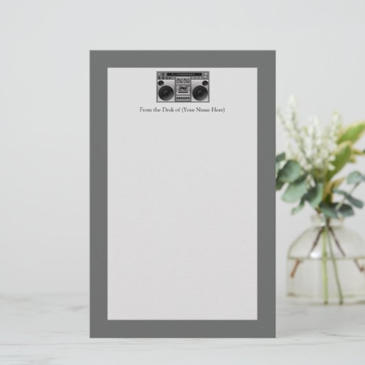 Boombox Radio Grafisch Briefpapier (Staand voorkant)