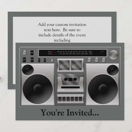 Boombox Radio Grafisch Kaart (Voorkant / Achterkant)