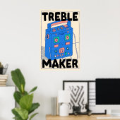 Boombox Retro Poster Treble Maker Music Wall Art (Thuiskantoor)