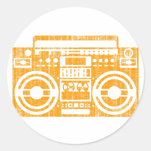 Boombox Ronde Sticker (Voorkant)