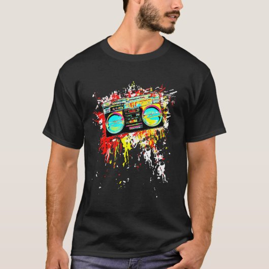 Boombox van 80 seconden, 90 seconden, duw-achter k t-shirt (Voorkant)