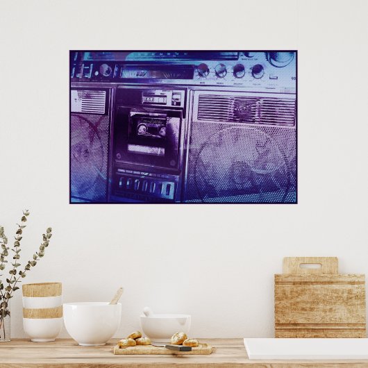Boomboxer paars blauw poster (Keuken)