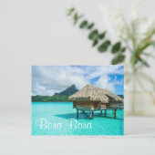 Boombungalow, Bora Bora text briefkaart (Staand voorkant)