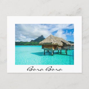 Boombungalow Bora Bora White text briefkaart