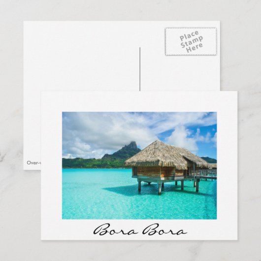 Boombungalow Bora Bora White text briefkaart (Voorkant / Achterkant)