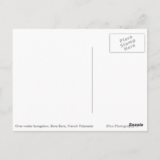 Boombungalow Bora Bora White text briefkaart (Achterkant)