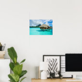 Boombungalow, druk op Bora Bora poster (Thuiskantoor)