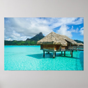 Boombungalow, druk op Bora Bora poster