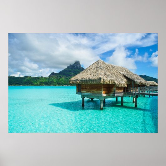 Boombungalow, druk op Bora Bora poster (Voorkant)