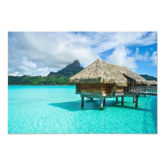 Boombungalow, foto-afdruk Bora Bora Foto Afdruk (Voorkant)