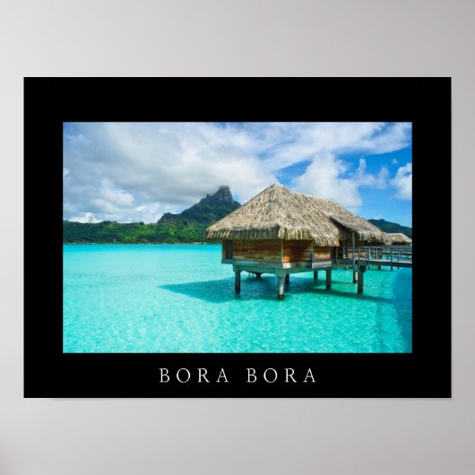 Boombungalow in zwarte poster Bora Bora Bora (Voorkant)