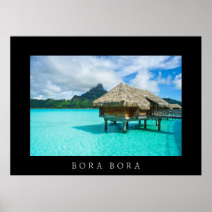 Boombungalow in zwarte poster Bora Bora Bora