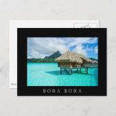 Boombungalow, zwarte briefkaart Bora Bora Bora (Voorkant / Achterkant)