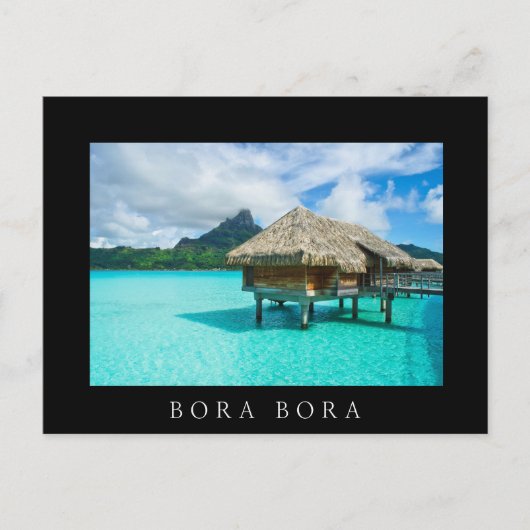 Boombungalow, zwarte briefkaart Bora Bora Bora (Voorkant)