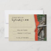 Boomcamouflage en Oranje Bow Response RSVP Kaartje (Voorkant)