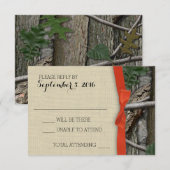 Boomcamouflage en Oranje Bow Response RSVP Kaartje (Voorkant / Achterkant)