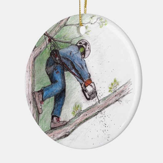 Boomchirurg Arborist Chainzaag Keramisch Ornament (Links)