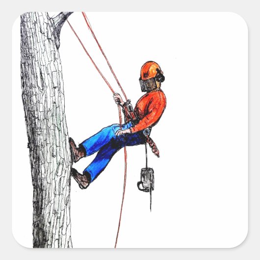 Boomchirurg Arborist Forester Vierkante Sticker (Voorkant)