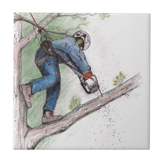 Boomchirurg Arborist Lumberjack Tegeltje (Voorkant)