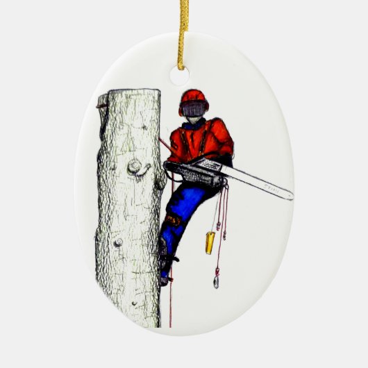 Boomchirurg Arborist op het werk cadeau Chainzaag Keramisch Ornament (Voorkant)
