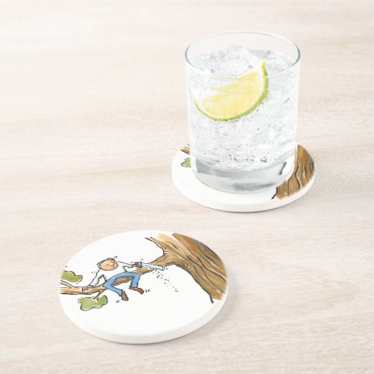 Boomchirurg Zandsteen Onderzetter (Zijkant)