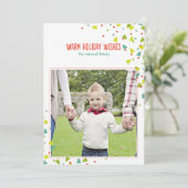 Boomconfetti Moderne Platte Kerst Fotokaart Feestdagenkaart (Staand voorkant)