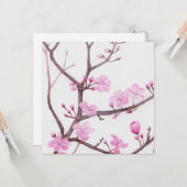 Boomende boomtak met roze bloemen in de lente kaart (Voorkant / Achterkant in situ)