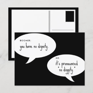 boomer geen waardigheids grap briefkaart