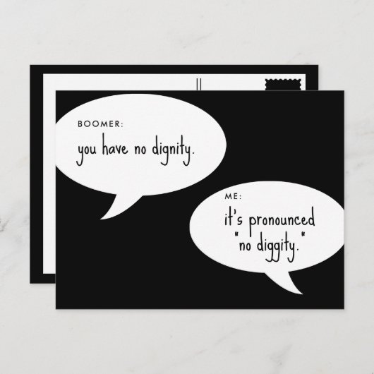 boomer geen waardigheids grap briefkaart (Voorkant / Achterkant)
