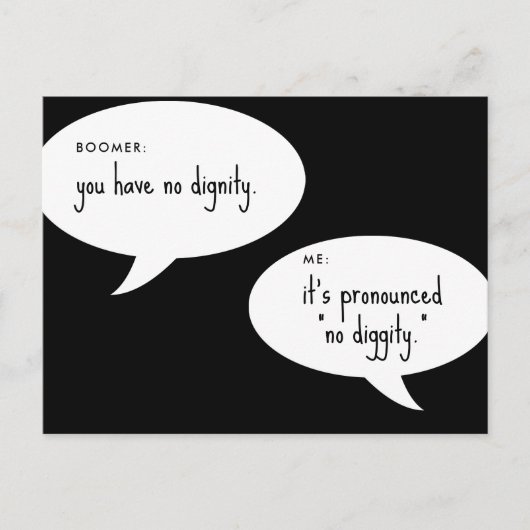 boomer geen waardigheids grap briefkaart (Voorkant)