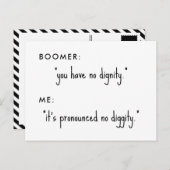 boomer geen waardigheids grap briefkaart (Voorkant / Achterkant)
