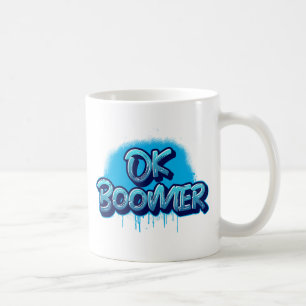 Boomer in blauwe graffiti koffiemok