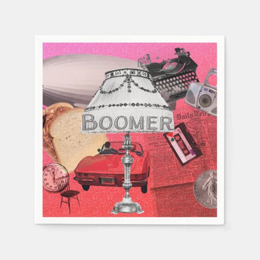 BOOMER Nostalgic Collage Paper Party Servet (Voorkant)