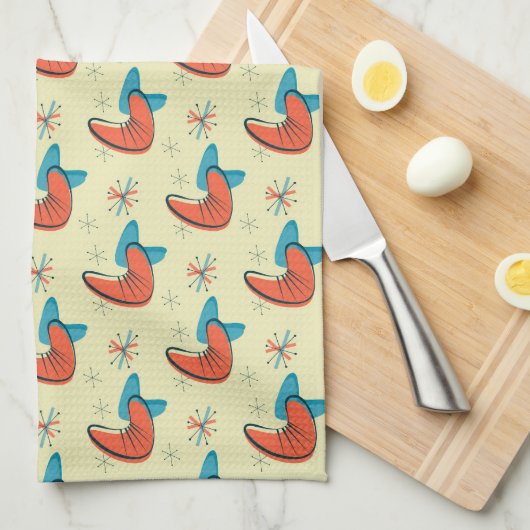 Boomerang Kidney Shaped Atomic Retro Mod Dish Theedoek (Quarter Fold)