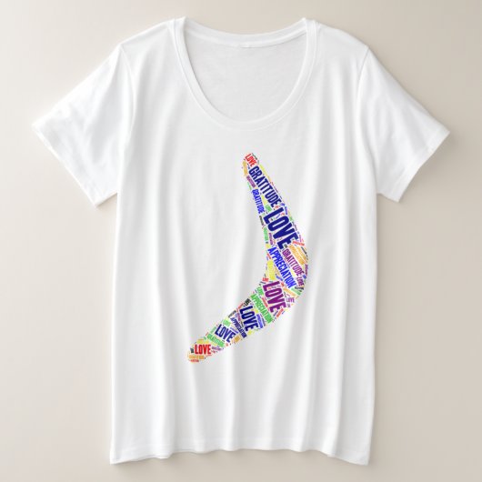 Boomerang Liefde, Dankbaarheid, Waardering Grote Maat T-shirt (Design voorkant)