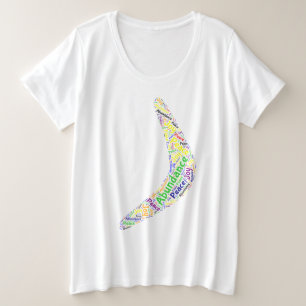 Boomerang overvloed, vrede, vreugde grote maat t-shirt