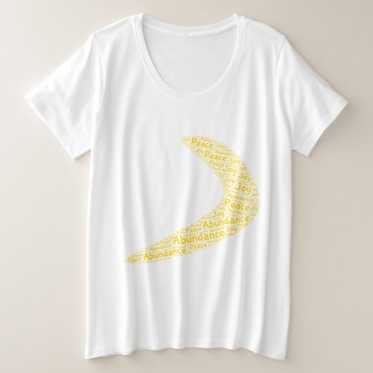 Boomerang overvloed, vrede, vreugde grote maat t-shirt (Design voorkant)