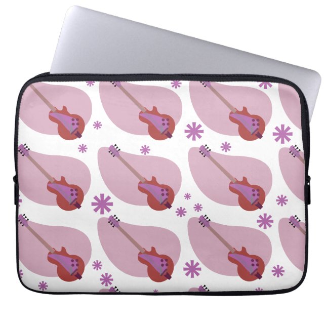 Boomerang Pink Guitars Retro Fun Patroonontwerp Laptop Sleeve (Voorkant)
