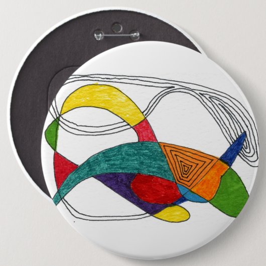 "Boomerangs" Abstracte Art Button (Voorkant /achterkant)