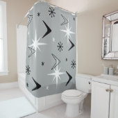 Boomerangs en Stars Grey uit de jaren vijftig Douchegordijn (In situ)