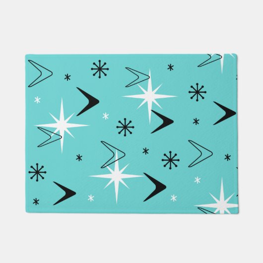  Boomerangs en Stars Turquoise uit de jaren vijfti Deurmat (Voorkant)
