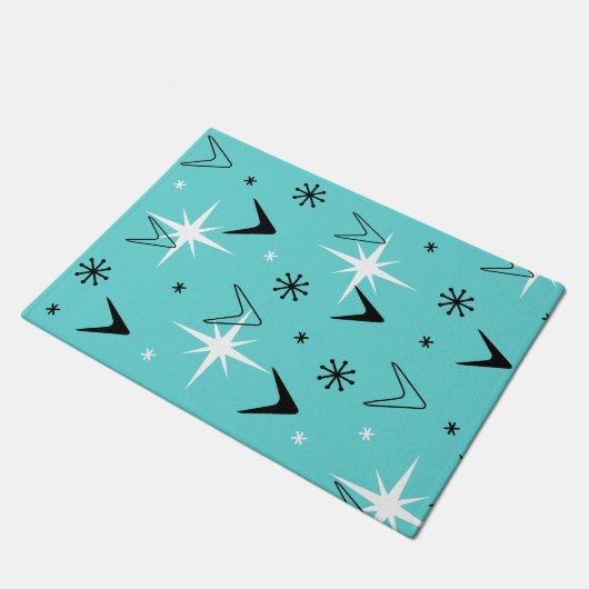  Boomerangs en Stars Turquoise uit de jaren vijfti Deurmat (Schuin)
