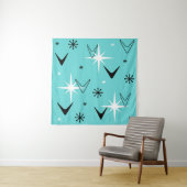  Boomerangs en Stars Turquoise uit de jaren vijfti Wandkleed (In Situ (horizontaal))