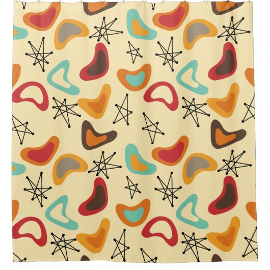 Boomerangs en sterren douchegordijn (Voorkant)