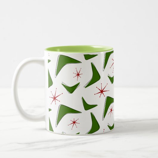 Boomerangs en sterren tweekleurige koffiemok (Links)