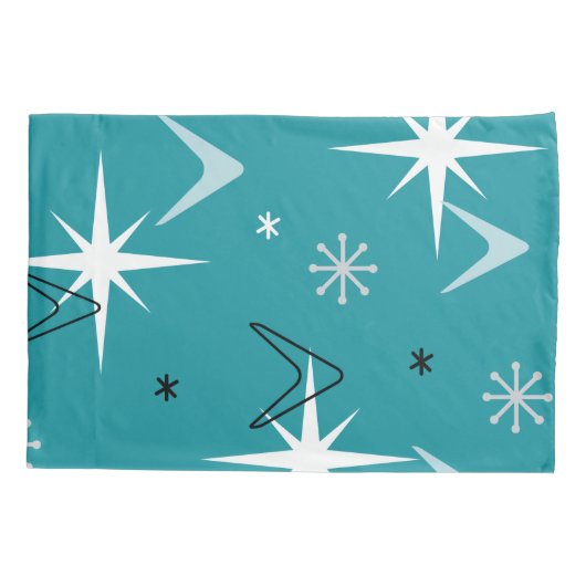 Boomerangs Stars Blauwgroen uit 1950 Kussensloop (Achterkant)