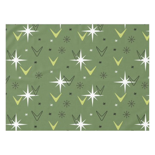  Boomerangs Stars Olive Green uit de jaren vijftig Tafelkleed (Voorkant (Horizontaal))
